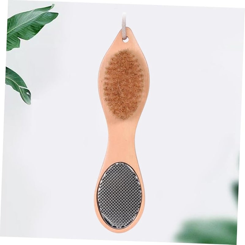 Wooden Pedicure File Double Sided with Pumice Stone Brush Foot Exfoliating Tool - Image 2